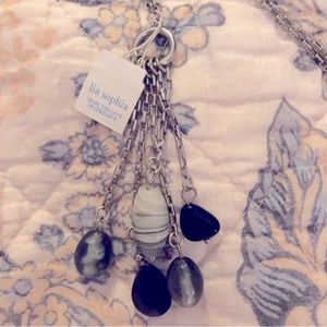 Lia Sophia Silver Necklace with Black and Gray Accents